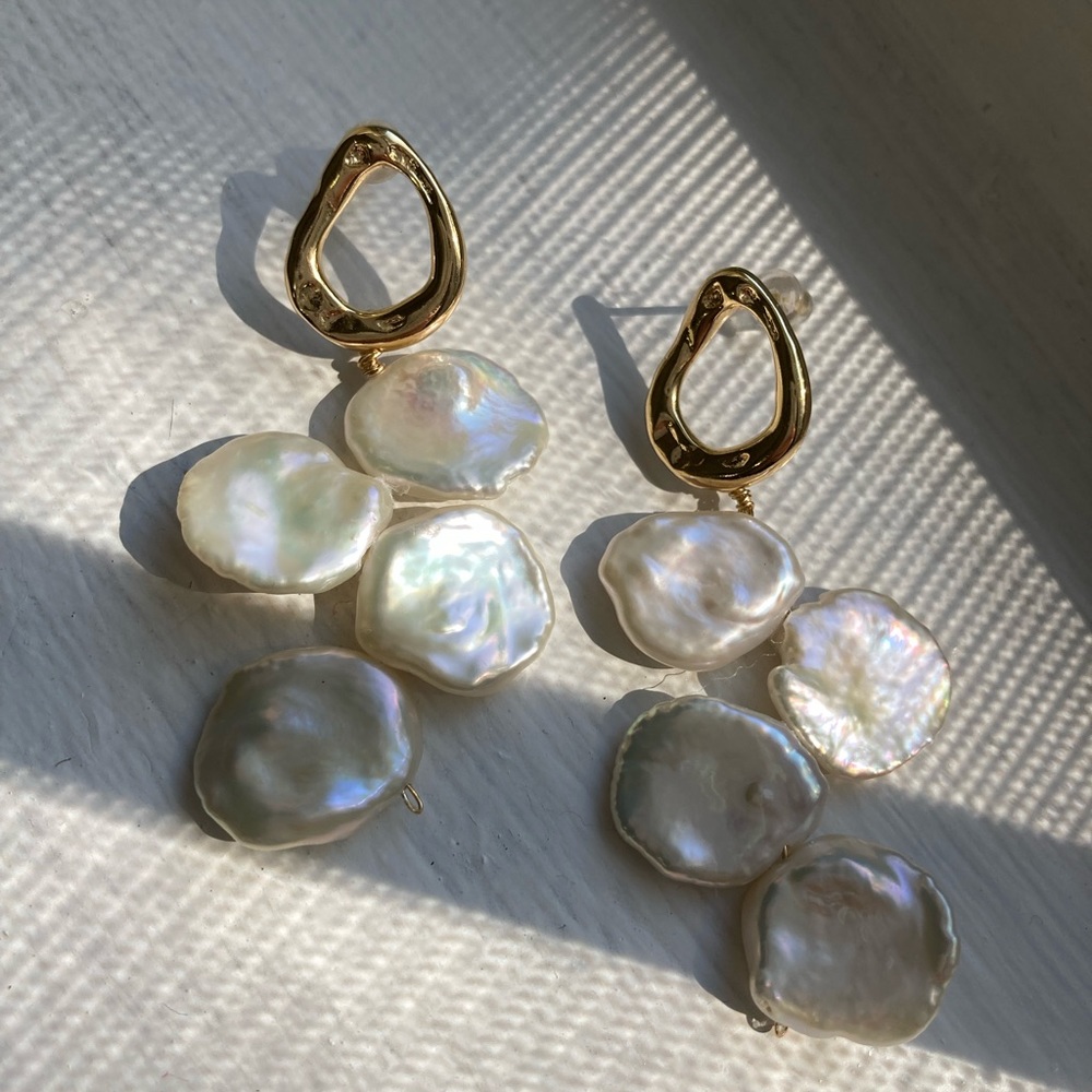 Handmade earrings / Pearl earrings / Baroque pearls; Keshi pearls - Picture 3 of 3